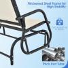 imageGiantex Swing Glider Chair 48 Inch with Spacious Space 2 People Lounge Cozy Patio Bench Outdoor ampamp Indoor for Patio Backyard Poolside Lawn Steel Rocking Garden Loveseat BrownBeige