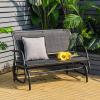 imageGiantex Swing Glider Chair 48 Inch with Spacious Space 2 People Lounge Cozy Patio Bench Outdoor ampamp Indoor for Patio Backyard Poolside Lawn Steel Rocking Garden Loveseat BrownBlack