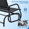 imageGiantex Swing Glider Chair 48 Inch with Spacious Space 2 People Lounge Cozy Patio Bench Outdoor ampamp Indoor for Patio Backyard Poolside Lawn Steel Rocking Garden Loveseat BrownBlack