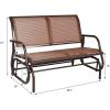 imageGiantex Swing Glider Chair 48 Inch with Spacious Space 2 People Lounge Cozy Patio Bench Outdoor ampamp Indoor for Patio Backyard Poolside Lawn Steel Rocking Garden Loveseat BrownBrown
