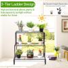 imageGiantex Tiered Plant Stand Outdoor 3 Tier Metal Plant Stands for Multiple Plants w Curved Legs Garden Shelf Flower Pot Holder Storage Organizer Rack for Indoor Outdoor Garden Balcony Porch