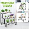 imageGiantex Tiered Plant Stand Outdoor 3 Tier Metal Plant Stands for Multiple Plants w Curved Legs Garden Shelf Flower Pot Holder Storage Organizer Rack for Indoor Outdoor Garden Balcony Porch