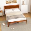 imageGiantex Twin Bed Frames with Headboard Solid Wood Platform Bed with Wood Slat Support Single Bed with 16quot Under Bed Storage Twin Bed Frames for Kids Adults Guests Easy Assembly WalnutFull