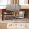 imageGiantex Twin Bed Frames with Headboard Solid Wood Platform Bed with Wood Slat Support Single Bed with 16quot Under Bed Storage Twin Bed Frames for Kids Adults Guests Easy Assembly WalnutQueen