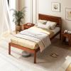 imageGiantex Twin Bed Frames with Headboard Solid Wood Platform Bed with Wood Slat Support Single Bed with 16quot Under Bed Storage Twin Bed Frames for Kids Adults Guests Easy Assembly WalnutTwin