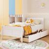 imageGiantex Twin Bed with 2 Storage Drawers Wood Platform Bed with Headboard ampamp Footboard Wooden Slats Support Mattress Foundation Twin Bed Frames for Kids Teens Adults No Box Spring Needed NaturalWhite