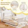 imageGiantex Twin Bed with 2 Storage Drawers Wood Platform Bed with Headboard ampamp Footboard Wooden Slats Support Mattress Foundation Twin Bed Frames for Kids Teens Adults No Box Spring Needed NaturalWhite
