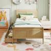 imageGiantex Twin Bed with 2 Storage Drawers Wood Platform Bed with Headboard ampamp Footboard Wooden Slats Support Mattress Foundation Twin Bed Frames for Kids Teens Adults No Box Spring Needed NaturalNatural