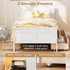 imageGiantex Twin Bed with 2 Storage Drawers Wood Platform Bed with Headboard ampamp Footboard Wooden Slats Support Mattress Foundation Twin Bed Frames for Kids Teens Adults No Box Spring Needed NaturalWhite