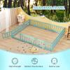 imageGiantex Twin Floor Bed with Door ampamp Fence Kids Wood Montessori Beds with Safety Guardrails Floor Bed Frame for Kids Boys Girls No Box Spring Needed Floor Bed Twin GreyIcy Aqua
