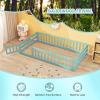 imageGiantex Twin Floor Bed with Door ampamp Fence Kids Wood Montessori Beds with Safety Guardrails Floor Bed Frame for Kids Boys Girls No Box Spring Needed Floor Bed Twin GreyIcy Aqua