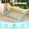 imageGiantex Twin Floor Bed with Door ampamp Fence Kids Wood Montessori Beds with Safety Guardrails Floor Bed Frame for Kids Boys Girls No Box Spring Needed Floor Bed Twin GreyIcy Aqua