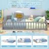 imageGiantex Twin Floor Bed with Door ampamp Fence Kids Wood Montessori Beds with Safety Guardrails Floor Bed Frame for Kids Boys Girls No Box Spring Needed Floor Bed Twin GreyGrey