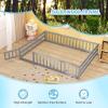 imageGiantex Twin Floor Bed with Door ampamp Fence Kids Wood Montessori Beds with Safety Guardrails Floor Bed Frame for Kids Boys Girls No Box Spring Needed Floor Bed Twin GreyGrey