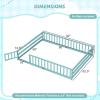 imageGiantex Twin Floor Bed with Door ampamp Fence Kids Wood Montessori Beds with Safety Guardrails Floor Bed Frame for Kids Boys Girls No Box Spring Needed Floor Bed Twin GreyIcy Aqua