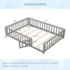 imageGiantex Twin Floor Bed with Fence for Kids Wooden Montessori Bed Frame with Lockable Door ampamp Guardrails Low Floor Beds for Kids Boys Girls No Box Spring Needed Without Wood Slats NaturalGrey
