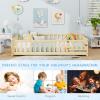 imageGiantex Twin Floor Bed with Fence for Kids Wooden Montessori Bed Frame with Lockable Door ampamp Guardrails Low Floor Beds for Kids Boys Girls No Box Spring Needed Without Wood Slats NaturalNatural