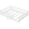 imageGiantex Twin Floor Bed with Fence for Kids Wooden Montessori Bed Frame with Lockable Door ampamp Guardrails Low Floor Beds for Kids Boys Girls No Box Spring Needed Without Wood Slats NaturalWhite