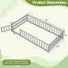 imageGiantex Twin Floor Bed with Fence for Kids Wooden Montessori Bed Frame with Lockable Door ampamp Guardrails Low Floor Beds for Kids Boys Girls No Box Spring Needed Without Wood Slats NaturalGrey