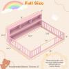 imageGiantex Twin Floor Bed with Fence for Kids Wooden Montessori Bed Frame with Lockable Door ampamp Guardrails Low Floor Beds for Kids Boys Girls No Box Spring Needed Without Wood Slats NaturalPink