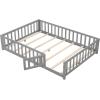 imageGiantex Twin Floor Bed with Fence for Kids Wooden Montessori Bed Frame with Lockable Door ampamp Guardrails Low Floor Beds for Kids Boys Girls No Box Spring Needed Without Wood Slats NaturalGrey