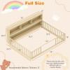 imageGiantex Twin Floor Bed with Fence for Kids Wooden Montessori Bed Frame with Lockable Door ampamp Guardrails Low Floor Beds for Kids Boys Girls No Box Spring Needed Without Wood Slats NaturalNatural