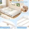imageGiantex Twin Floor Bed with Fence for Kids Wooden Montessori Bed Frame with Lockable Door ampamp Guardrails Low Floor Beds for Kids Boys Girls No Box Spring Needed Without Wood Slats NaturalWhite