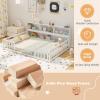 imageGiantex Twin Floor Bed with Fence for Kids Wooden Montessori Bed Frame with Lockable Door ampamp Guardrails Low Floor Beds for Kids Boys Girls No Box Spring Needed Without Wood Slats NaturalWhite