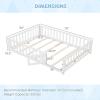 imageGiantex Twin Floor Bed with Fence for Kids Wooden Montessori Bed Frame with Lockable Door ampamp Guardrails Low Floor Beds for Kids Boys Girls No Box Spring Needed Without Wood Slats NaturalWhite