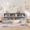 imageGiantex Twin Floor Bed with Fence for Kids Wooden Montessori Bed Frame with Lockable Door ampamp Guardrails Low Floor Beds for Kids Boys Girls No Box Spring Needed Without Wood Slats NaturalGrey