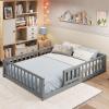 imageGiantex Twin Floor Bed with Fence for Kids Wooden Montessori Bed Frame with Lockable Door ampamp Guardrails Low Floor Beds for Kids Boys Girls No Box Spring Needed Without Wood Slats NaturalGrey