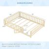 imageGiantex Twin Floor Bed with Fence for Kids Wooden Montessori Bed Frame with Lockable Door ampamp Guardrails Low Floor Beds for Kids Boys Girls No Box Spring Needed Without Wood Slats NaturalNatural