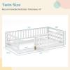 imageGiantex Twin Floor Bed with Fence for Kids Wooden Montessori Bed Frame with Lockable Door ampamp Guardrails Low Floor Beds for Kids Boys Girls No Box Spring Needed Without Wood Slats NaturalWhite
