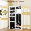 imageGiantex Wall Mounted Jewelry Cabinet with Full Length Mirror Over The Door Jewelry Armoire Organizer with Large Storage Makeup Mirror ampamp Velvet Lining WhiteWhite