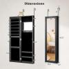 imageGiantex Wall Mounted Jewelry Cabinet with Full Length Mirror Over The Door Jewelry Armoire Organizer with Large Storage Makeup Mirror ampamp Velvet Lining WhiteBlack