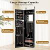 imageGiantex Wall Mounted Jewelry Cabinet with Full Length Mirror Over The Door Jewelry Armoire Organizer with Large Storage Makeup Mirror ampamp Velvet Lining WhiteBlack