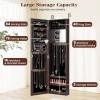 imageGiantex Wall Mounted Jewelry Cabinet with Full Length Mirror Over The Door Jewelry Armoire Organizer with Large Storage Makeup Mirror ampamp Velvet Lining WhiteBrown