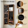 imageGiantex Wall Mounted Jewelry Cabinet with Full Length Mirror Over The Door Jewelry Armoire Organizer with Large Storage Makeup Mirror ampamp Velvet Lining WhiteRustic Brown