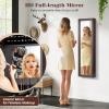imageGiantex Wall Mounted Jewelry Cabinet with Full Length Mirror Over The Door Jewelry Armoire Organizer with Large Storage Makeup Mirror ampamp Velvet Lining WhiteBrown