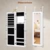 imageGiantex Wall Mounted Jewelry Cabinet with Full Length Mirror Over The Door Jewelry Armoire Organizer with Large Storage Makeup Mirror ampamp Velvet Lining WhiteWhite