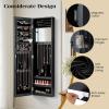 imageGiantex Wall Mounted Jewelry Cabinet with Full Length Mirror Over The Door Jewelry Armoire Organizer with Large Storage Makeup Mirror ampamp Velvet Lining WhiteBlack