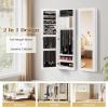 imageGiantex Wall Mounted Jewelry Cabinet with Full Length Mirror Over The Door Jewelry Armoire Organizer with Large Storage Makeup Mirror ampamp Velvet Lining WhiteWhite