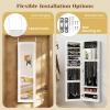 imageGiantex Wall Mounted Jewelry Cabinet with Full Length Mirror Over The Door Jewelry Armoire Organizer with Large Storage Makeup Mirror ampamp Velvet Lining WhiteWhite