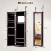 imageGiantex Wall Mounted Jewelry Cabinet with Full Length Mirror Over The Door Jewelry Armoire Organizer with Large Storage Makeup Mirror ampamp Velvet Lining WhiteBrown