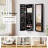 imageGiantex Wall Mounted Jewelry Cabinet with Full Length Mirror Over The Door Jewelry Armoire Organizer with Large Storage Makeup Mirror ampamp Velvet Lining WhiteBlack