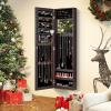 imageGiantex Wall Mounted Jewelry Cabinet with Full Length Mirror Over The Door Jewelry Armoire Organizer with Large Storage Makeup Mirror ampamp Velvet Lining WhiteBrown