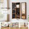 imageGiantex Wall Mounted Jewelry Cabinet with Full Length Mirror Over The Door Jewelry Armoire Organizer with Large Storage Makeup Mirror ampamp Velvet Lining WhiteRustic Brown