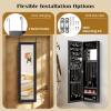 imageGiantex Wall Mounted Jewelry Cabinet with Full Length Mirror Over The Door Jewelry Armoire Organizer with Large Storage Makeup Mirror ampamp Velvet Lining WhiteBlack