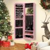 imageGiantex Wall Mounted Jewelry Cabinet with Full Length Mirror Over The Door Jewelry Armoire Organizer with Large Storage Makeup Mirror ampamp Velvet Lining WhitePink