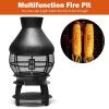imageGiantex Wood Burning Chiminea Heavy Duty Fireplace Chiminea Wooden Fire Pit with 2Piece Log Grate Premium Rain Cap ampamp Fire Poker 360Fire Retardant Mesh Cover Ideal for Garden Patio Backyard
